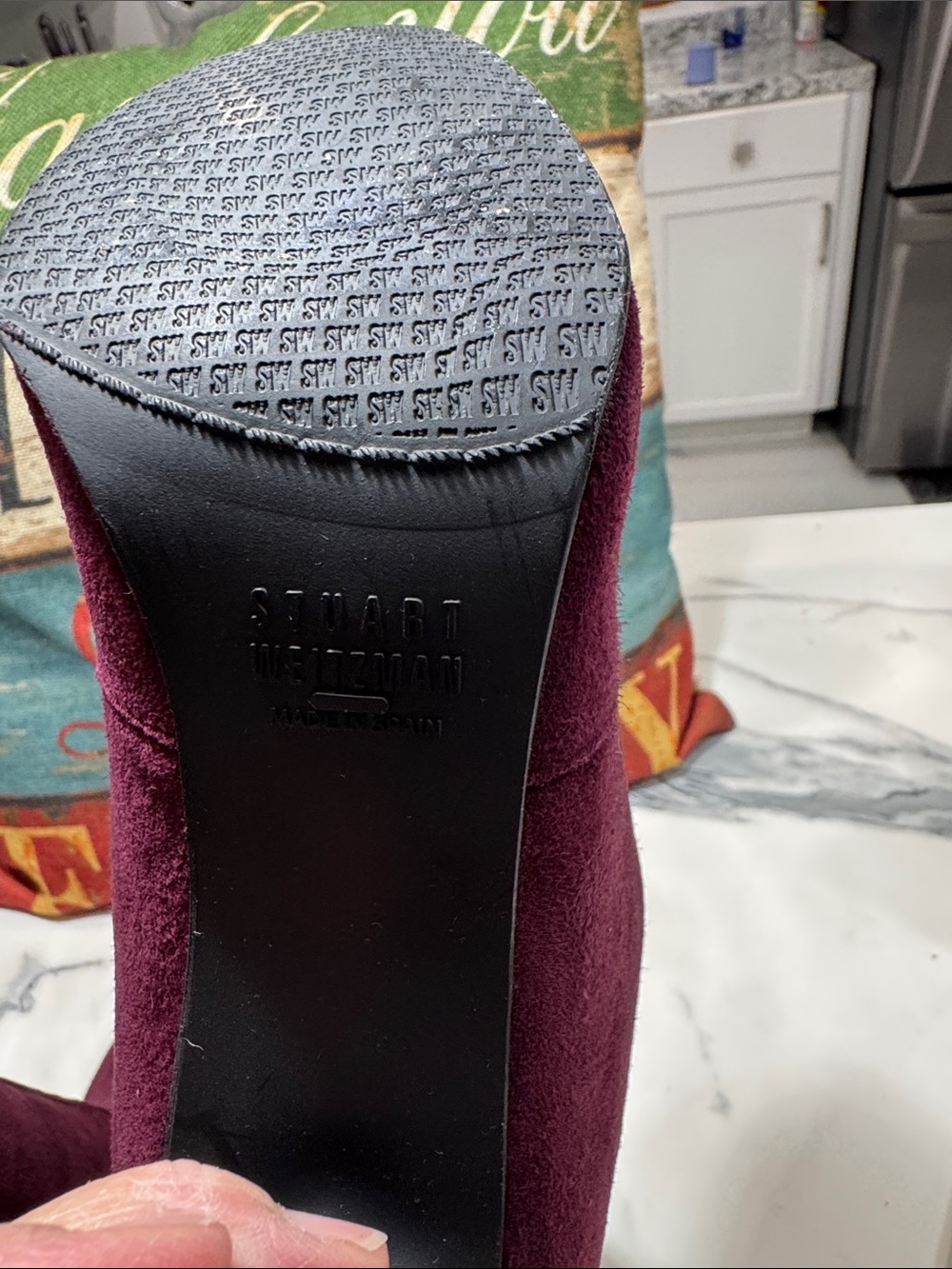 Stuart Weitzman Burgundy Over-the-Knee Suede Boots - Picture 7 of 9